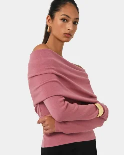 Forcast Ally Off Shoulder Knit Rose Outlet
