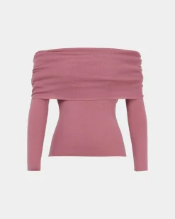 Forcast Ally Off Shoulder Knit Rose Outlet