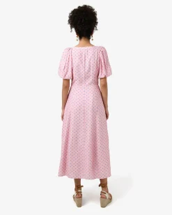 Forcast Almeria Polka Dot Dress Pink Blue Hot