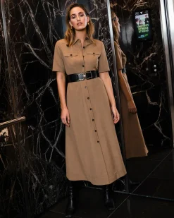 Forcast Amera Belted Utility Dress Wood Smoke Hot