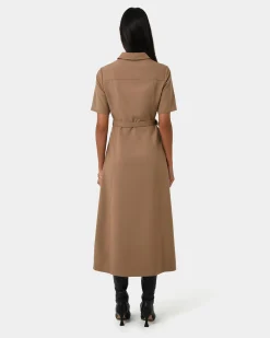 Forcast Amera Belted Utility Dress Wood Smoke Hot