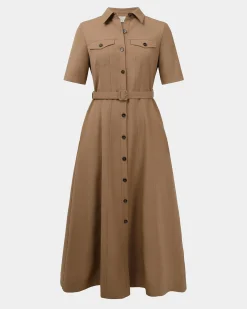 Forcast Amera Belted Utility Dress Wood Smoke Hot