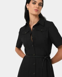 Forcast Amera Belted Utility Dress Black Online