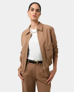 Forcast Amera Bomber Jacket Wood Smoke Discount
