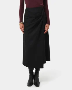 Forcast Amera Twist Midi Skirt Black Sale