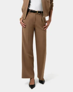 Forcast Amera Wide Leg Tailored Pants Wood Smoke Discount