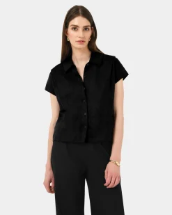Forcast Ami Linen Collar Shirt Black Sale
