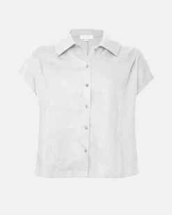 Forcast Ami Linen Collar Shirt Ivory Discount