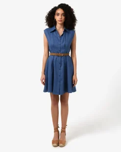 Forcast Ami Linen Mini Beach Dress Egyptian Blue Online