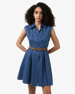Forcast Ami Linen Mini Beach Dress Egyptian Blue Online