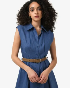 Forcast Ami Linen Mini Beach Dress Egyptian Blue Online
