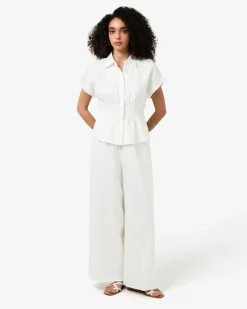 Forcast Ami Linen Pleated Tuck Shirt Ivory Best