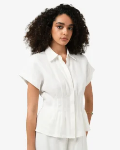 Forcast Ami Linen Pleated Tuck Shirt Ivory Best