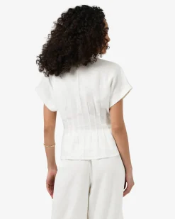 Forcast Ami Linen Pleated Tuck Shirt Ivory Best
