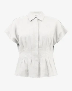 Forcast Ami Linen Pleated Tuck Shirt Ivory Best