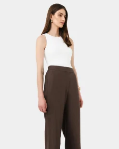 Forcast Ami Wide Leg Linen Pants Brown Sale