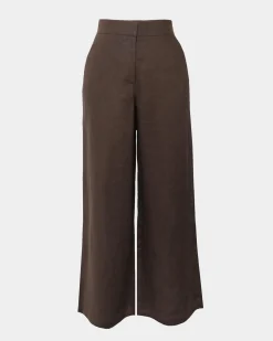Forcast Ami Wide Leg Linen Pants Brown Sale