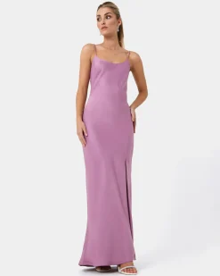 Forcast Anaise Backless Maxi Dress Rose Purple Clearance