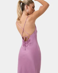 Forcast Anaise Backless Maxi Dress Rose Purple Clearance
