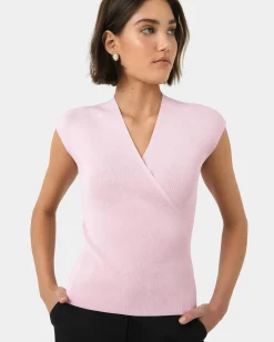 Forcast Ani Wrap Knit Top Pink Online