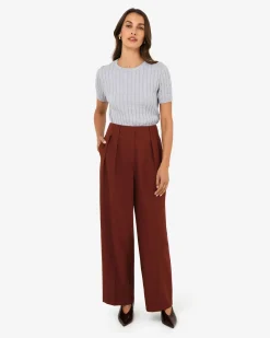 Forcast Anita Short Sleeve Cable Knit Ash Marle Outlet