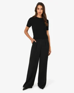Forcast Anita Short Sleeve Cable Knit Black New