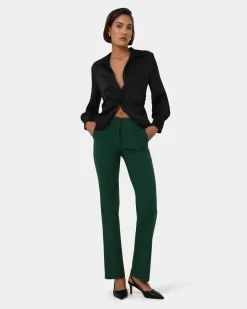 Forcast Annalee Classic Pants Green Hot