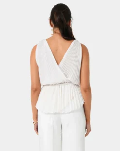 Forcast Arina Pleated Top Vanilla Outlet