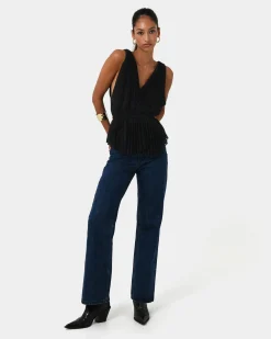 Forcast Arina Pleated Top Black Best
