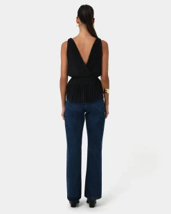 Forcast Arina Pleated Top Black Best