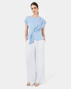 Forcast Athena Draped Top Sky Blue Clearance