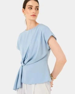 Forcast Athena Draped Top Sky Blue Clearance
