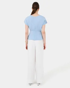 Forcast Athena Draped Top Sky Blue Clearance