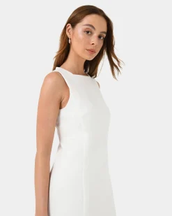 Forcast Ava Square Neck Panel Dress Ivory New