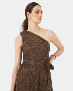 Forcast Avah One Shoulder Dress Metallic Bronze Best
