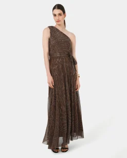 Forcast Avah One Shoulder Dress Metallic Bronze Best