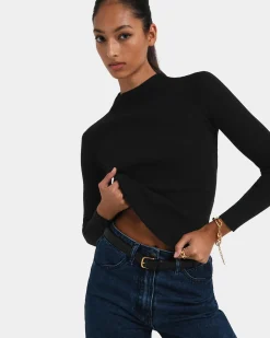 Forcast Avelyn Mock Neck Knit Black Outlet