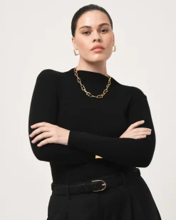 Forcast Avelyn Mock Neck Knit Black Outlet
