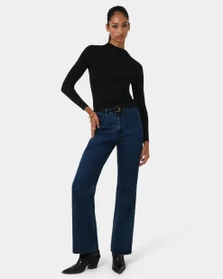 Forcast Avelyn Mock Neck Knit Black Outlet