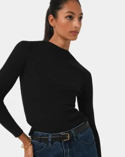 Forcast Avelyn Mock Neck Knit Black Outlet
