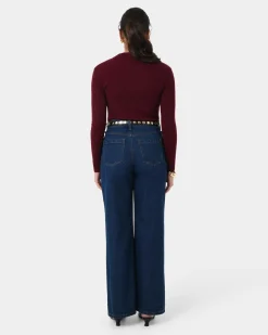 Forcast Avelyn Mock Neck Knit Wine Outlet