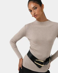 Forcast Avelyn Mock Neck Knit Oatmeal