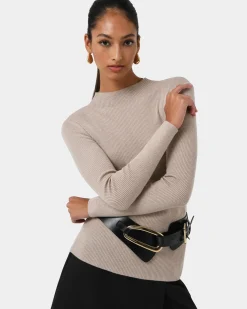 Forcast Avelyn Mock Neck Knit Oatmeal