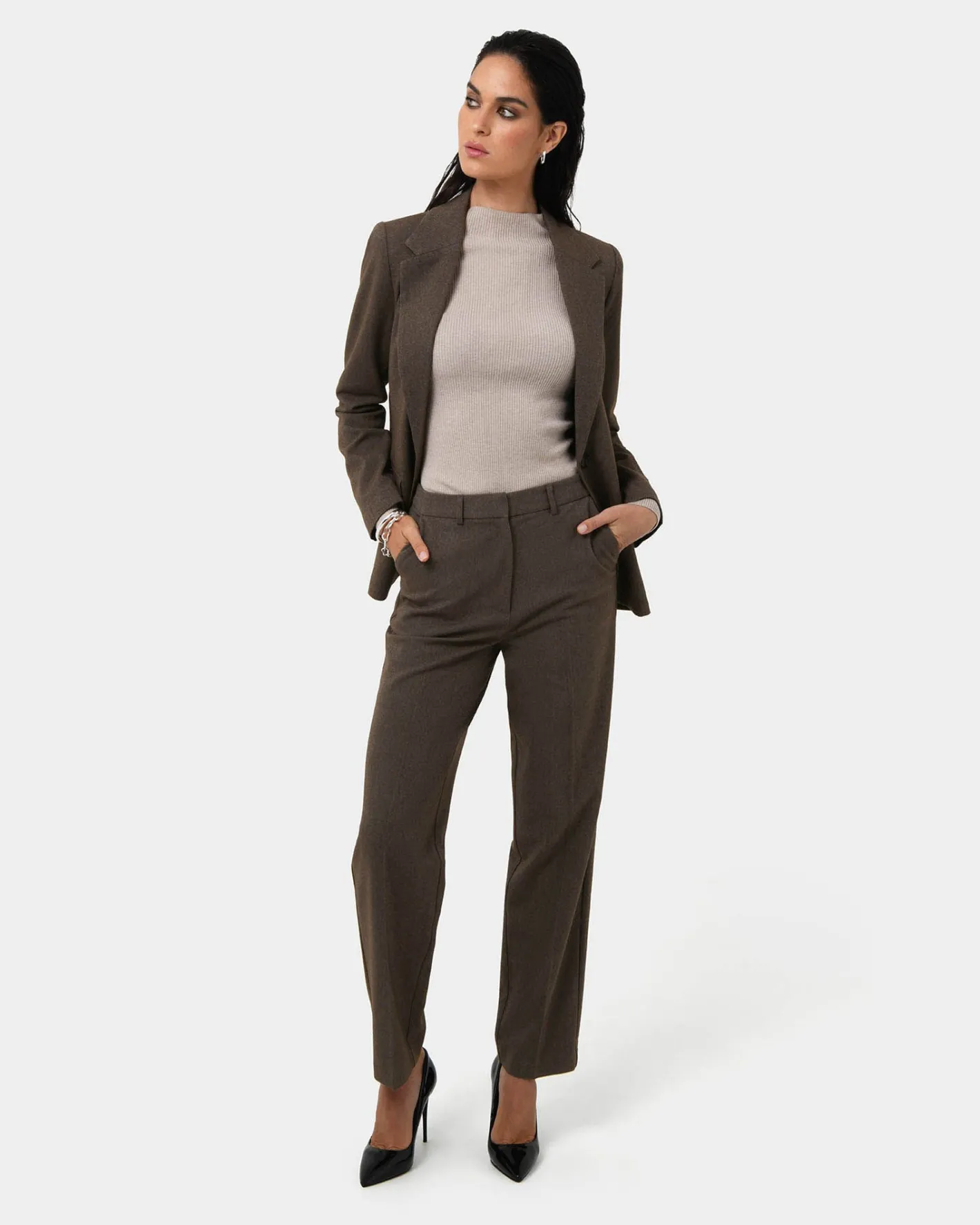 Forcast Aviya High Waisted Trouser Sepia Outlet