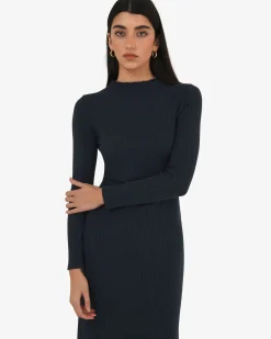 Forcast Bambi Knit Midi Dress Navy Discount