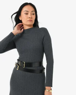 Forcast Bambi Knit Midi Dress Charcoal Best