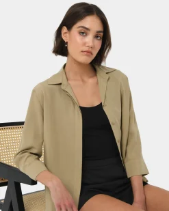 Forcast Bella 3/4 Sleeve Shirt Safari Beige Discount