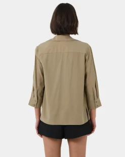 Forcast Bella 3/4 Sleeve Shirt Safari Beige Discount
