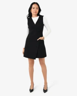 Forcast Beth Asymmetric Mini Dress Black New
