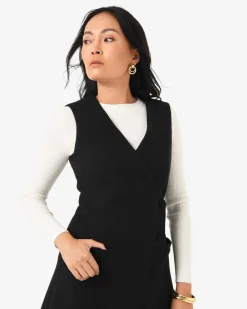Forcast Beth Asymmetric Mini Dress Black New